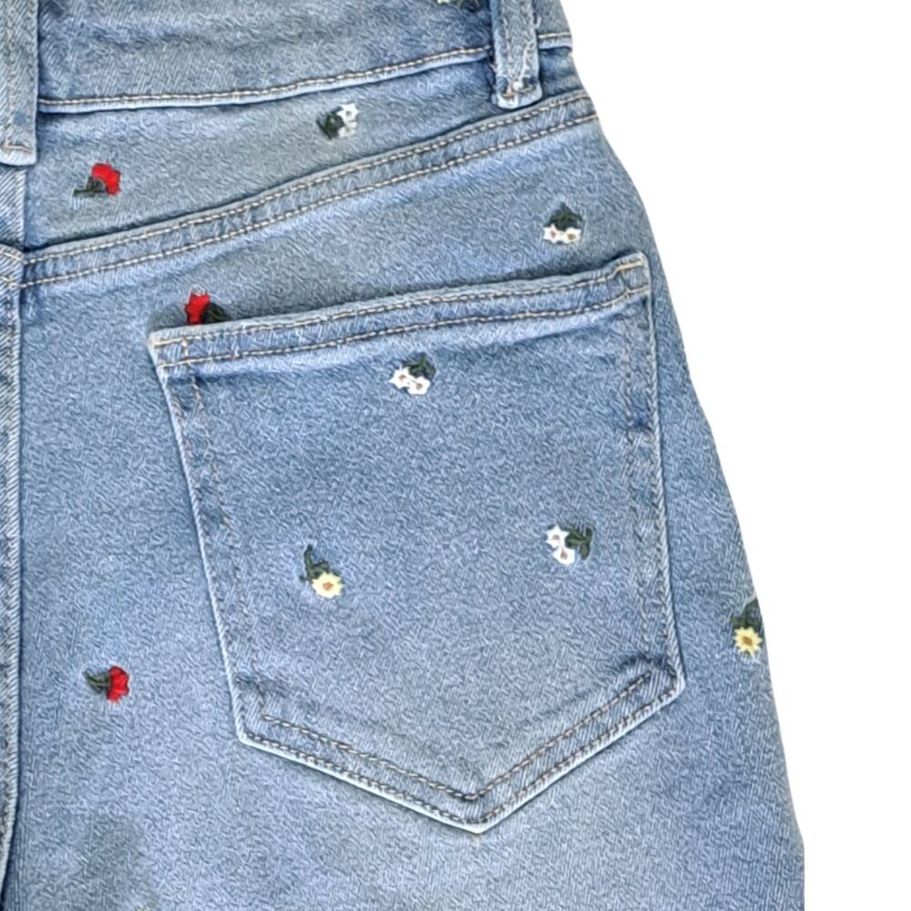 Dex Embroidered Flower High Waisted Denim Shorts NWOT Frayed Raw Hem Size 26 - Picture 8 of 9